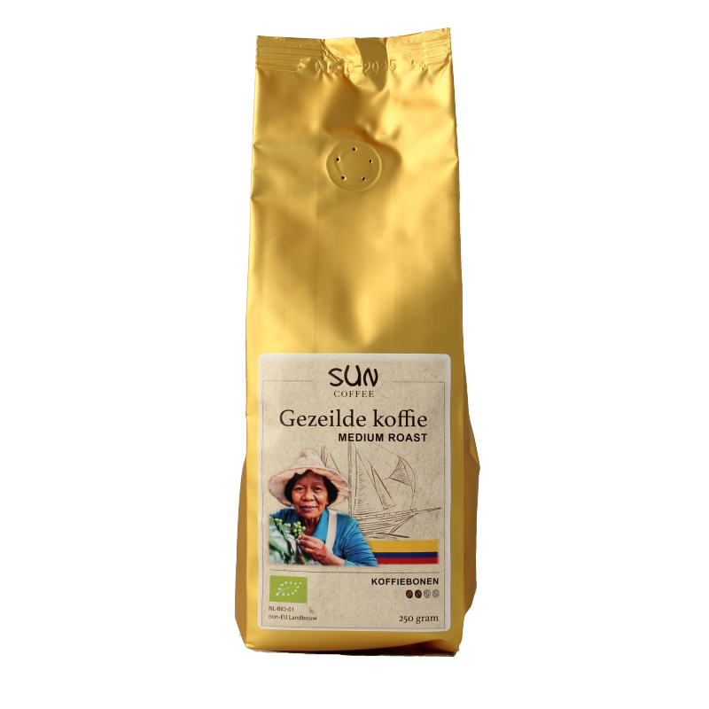 SUN Coffee Gezeilde koffiebonen medium roast bio 250 Gram