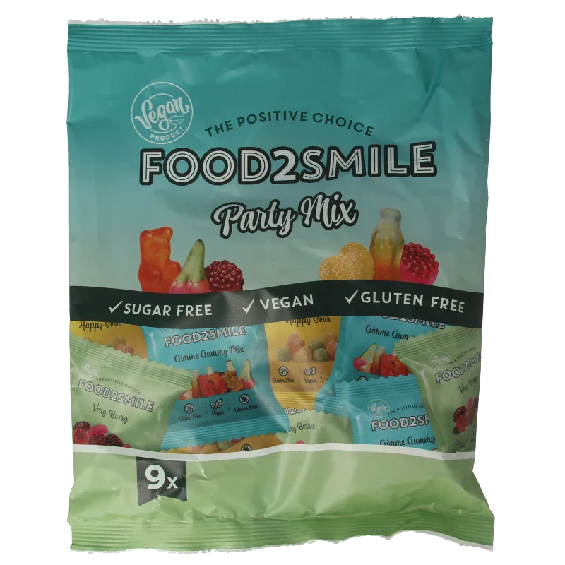 Food2Smile Party mix uitdeelzak 9 zakjes 180 Gram