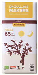 Chocolatemakers Brazil hazelnoot 65% puur demeter bio 80.00 Gram