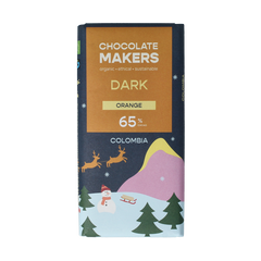 Chocolatemakers Kerstreep Colombia puur 65% orange bio 80 Gram