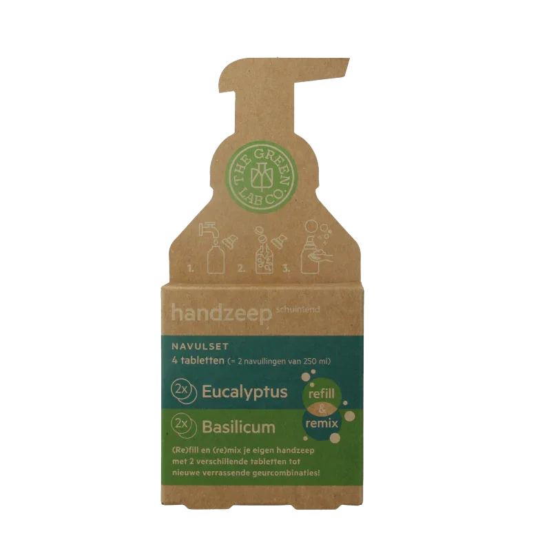 The Green Lab Co Handzeep navulset eucalyptus & basilicum 4 Stuks
