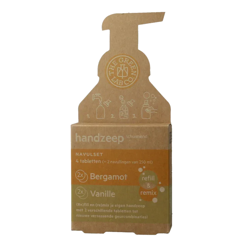 The Green Lab Co Handzeep navulset bergamot & vanille 4 Stuks