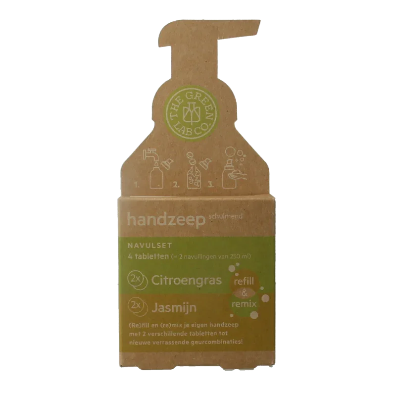 The Green Lab Co Handzeep navulset citroengras & jasmijn 4 Stuks