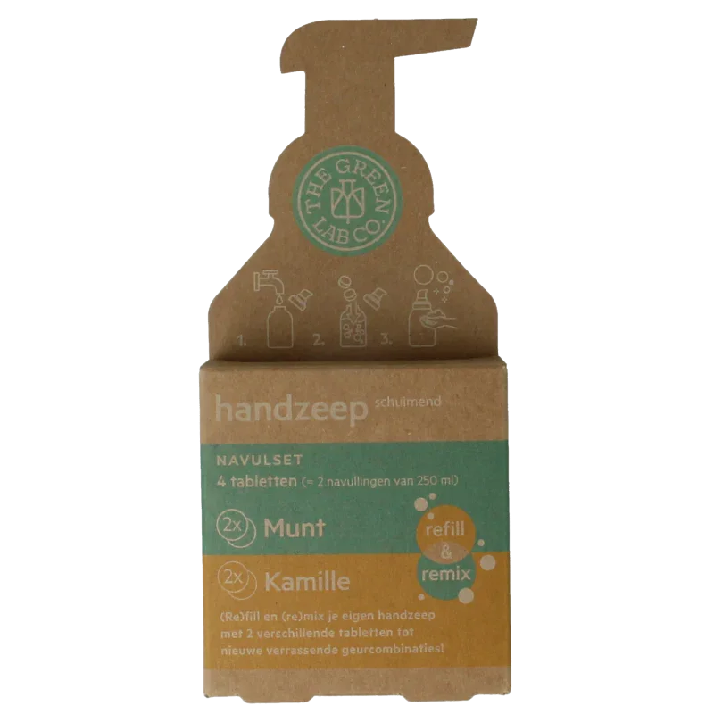 The Green Lab Co Handzeep navulset munt & kamille 4 Stuks