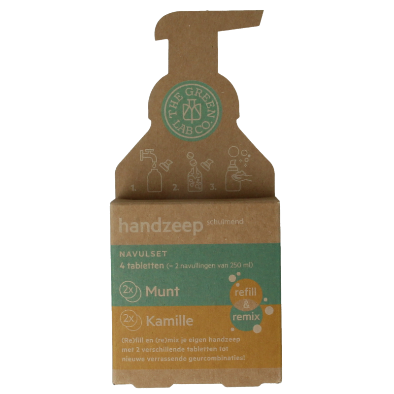 The Green Lab Co Handzeep navulset munt & kamille 4 Stuks
