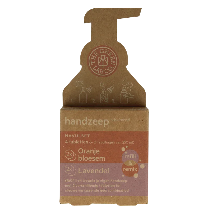 The Green Lab Co Handzeep navulset oranjebloesem & lavendel 4 Stuks