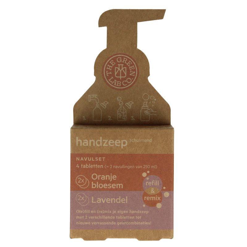 The Green Lab Co Handzeep navulset oranjebloesem & lavendel 4 Stuks