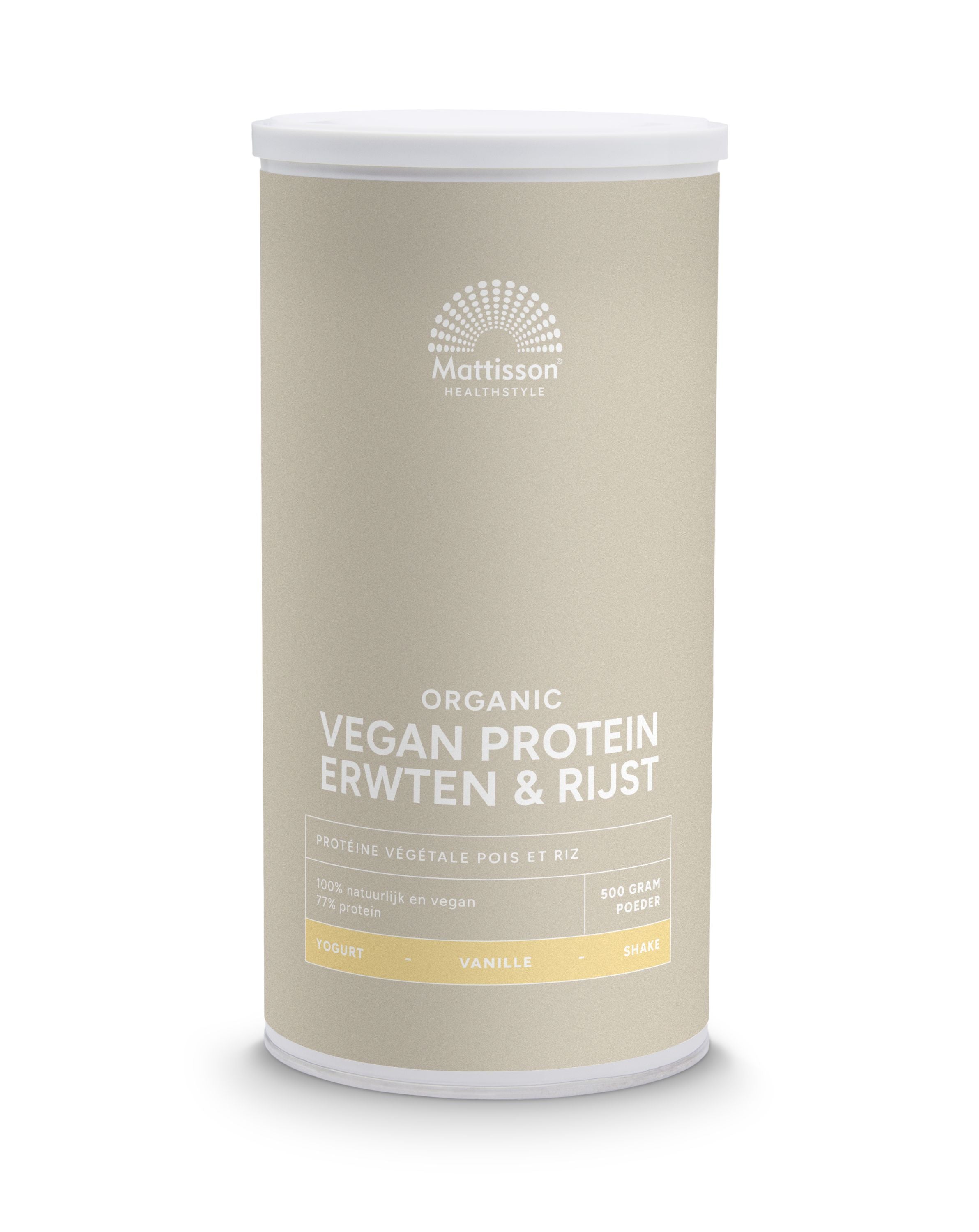 Mattisson Vegan protein erwten & rijst vanille bio 500 Gram