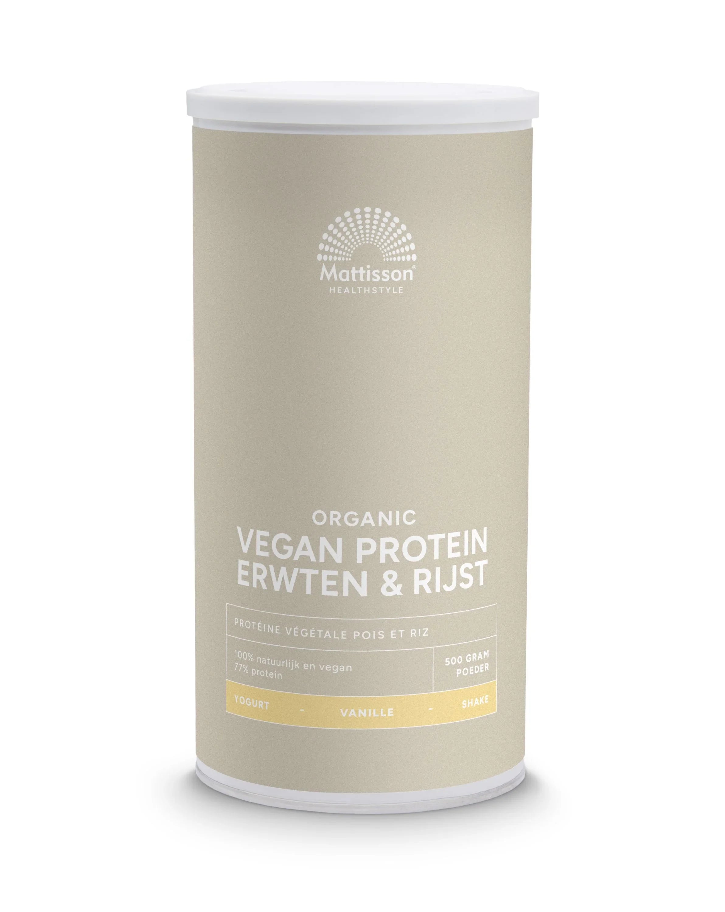 Mattisson Vegan protein erwten & rijst vanille bio 500 Gram