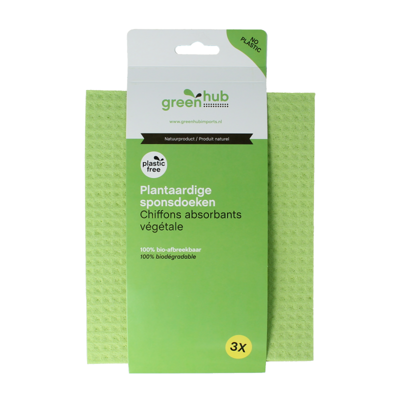 Greenhub Sponsdoeken plantaardig 3 Stuks