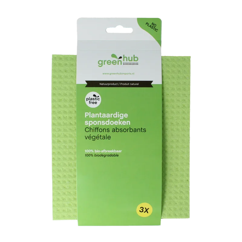 Greenhub Sponsdoeken plantaardig 3 Stuks
