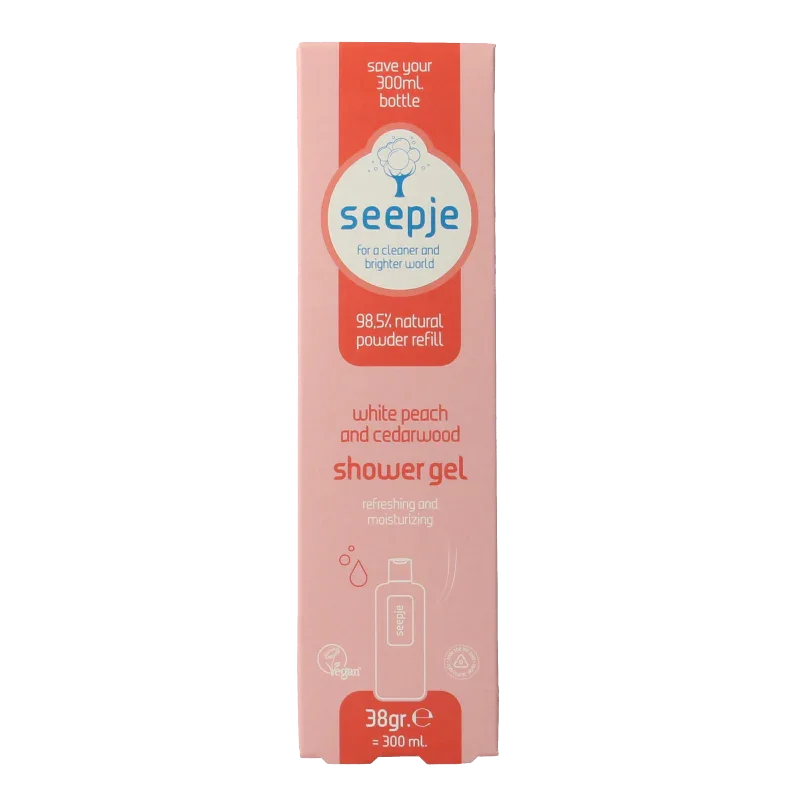 Seepje Showergel white peach and cedarwood navulling 38 Gram