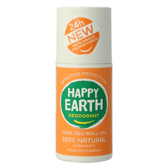 Happy Earth Pure deo roll-on rose petitgrain 75 Milliliter