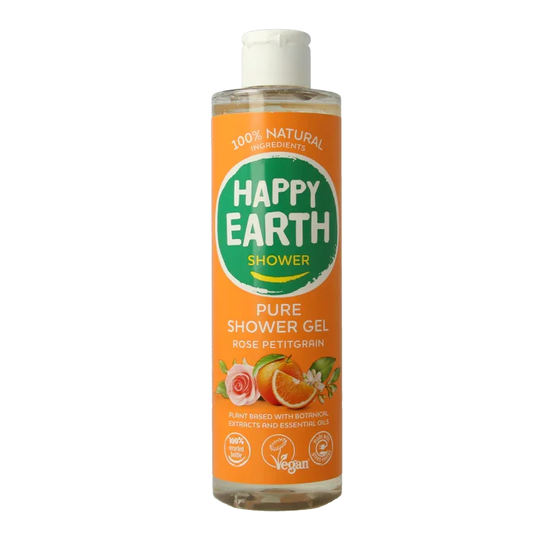 Happy Earth Pure showergel rose petitgrain 300 Milliliter