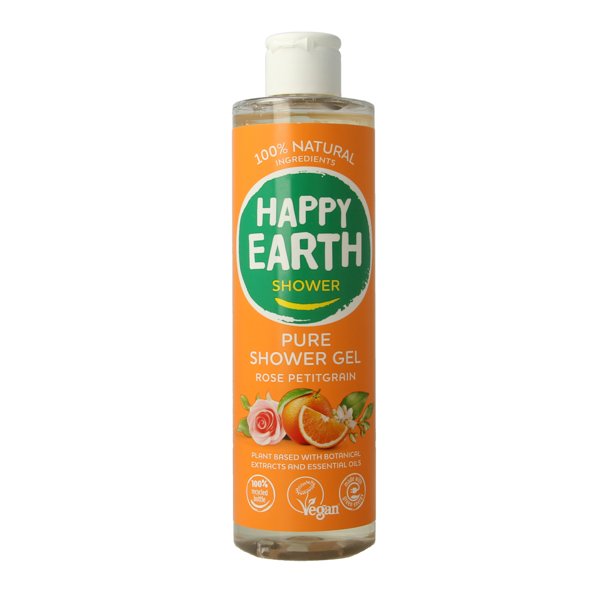Happy Earth Pure showergel rose petitgrain 300.00 Milliliter