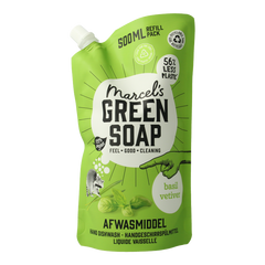 Marcel's Green Soap Afwasmiddel basilicum & vertivert gras navulling 500 Milliliter