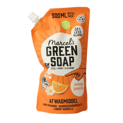Marcel's Green Soap Afwasmiddel sinaasappel & jasmijn navulling 500 Milliliter