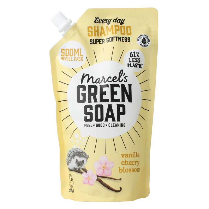 Marcel's Green Soap Shampoo vanille & kersenbloesem navulling 500 Milliliter