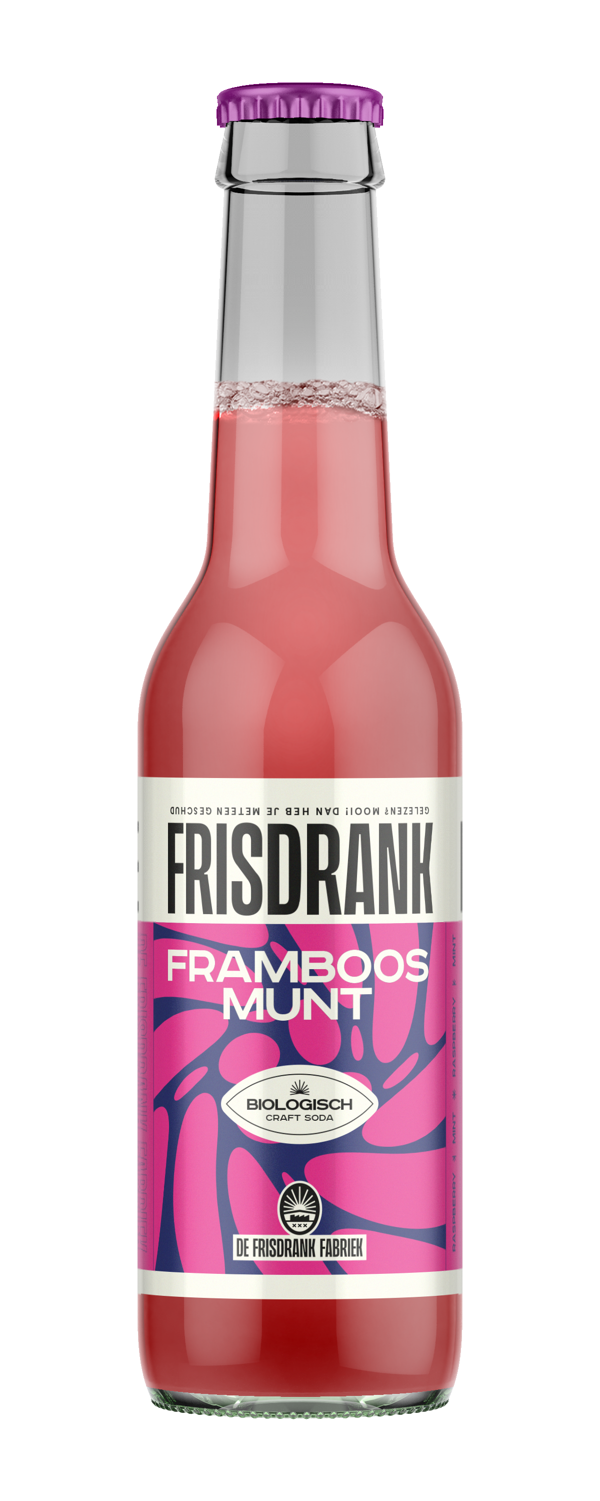 De Frisdrank Fabriek Koolzuurhoudende frisdrank framboos munt bio 275.00 Milliliter