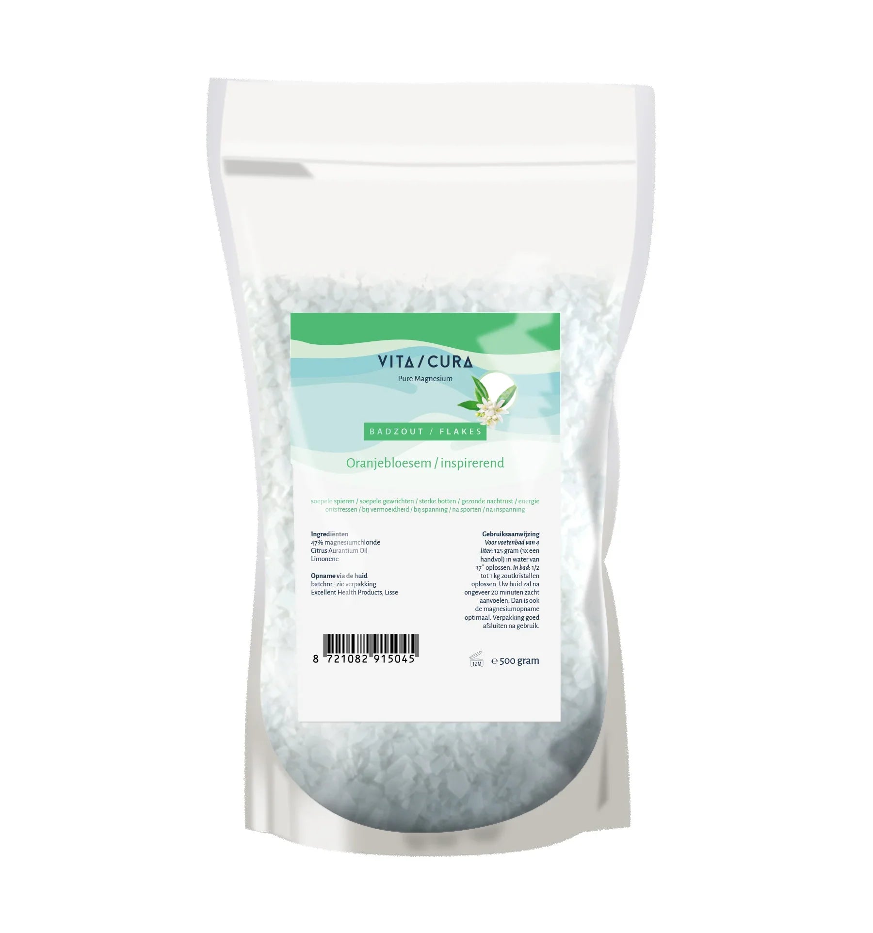 Vitacura Magnesium zout flakes oranjebloesem 500 Gram
