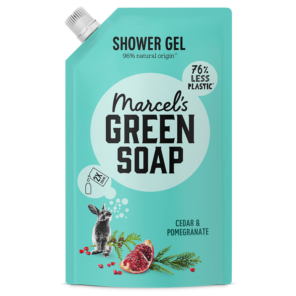 Marcel's Green Soap Shower gel Cedar & Pomegranate Navulling 500.00 Milliliter