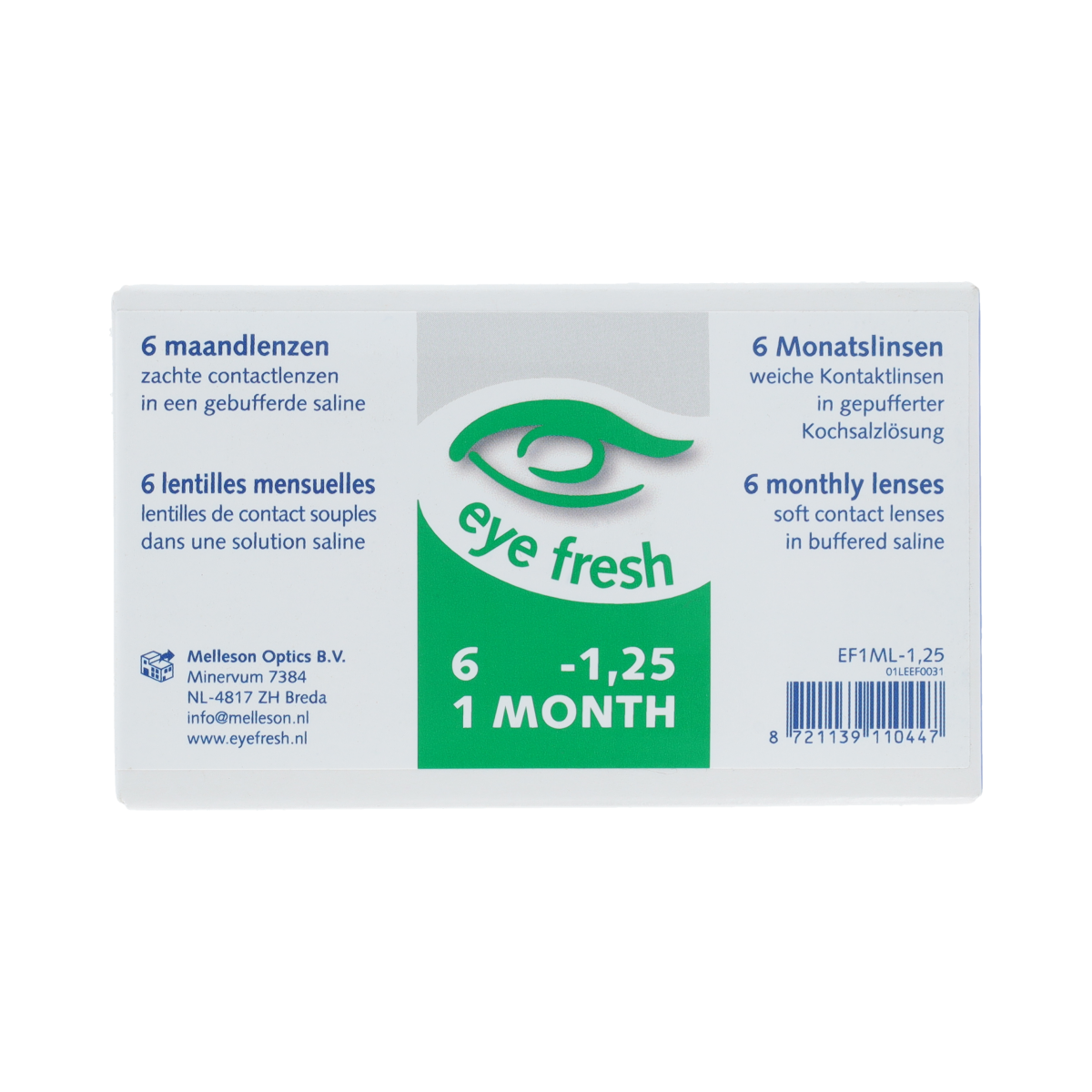 Eyefresh Eye Fresh maandlenzen 6-pack -1.25 6.00 Stuks