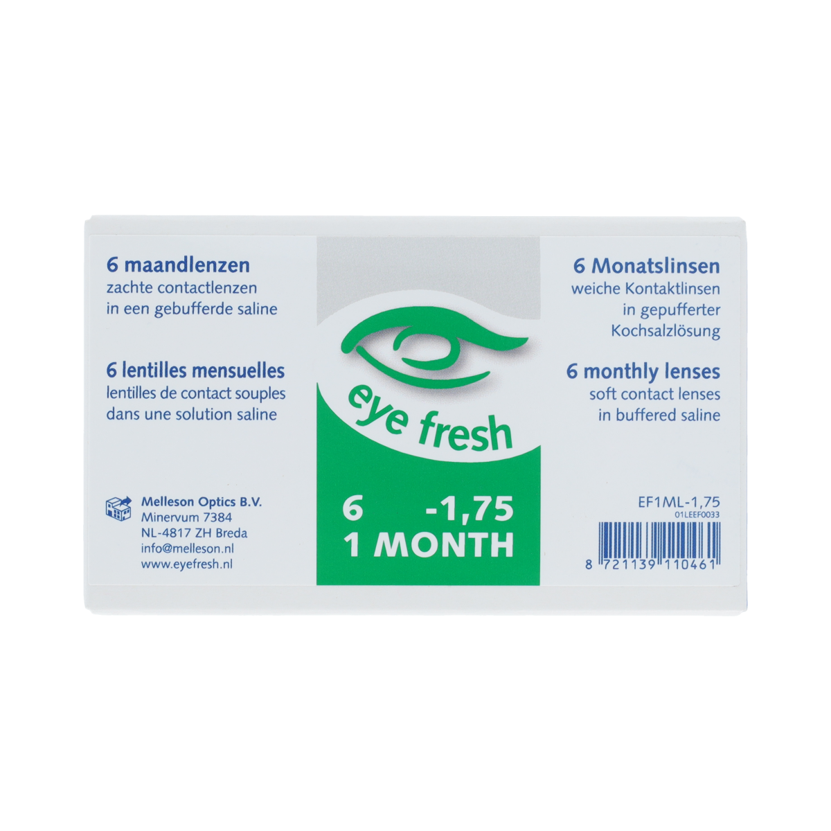 Eyefresh Eye Fresh maandlenzen 6-pack -1.75 6.00 Stuks