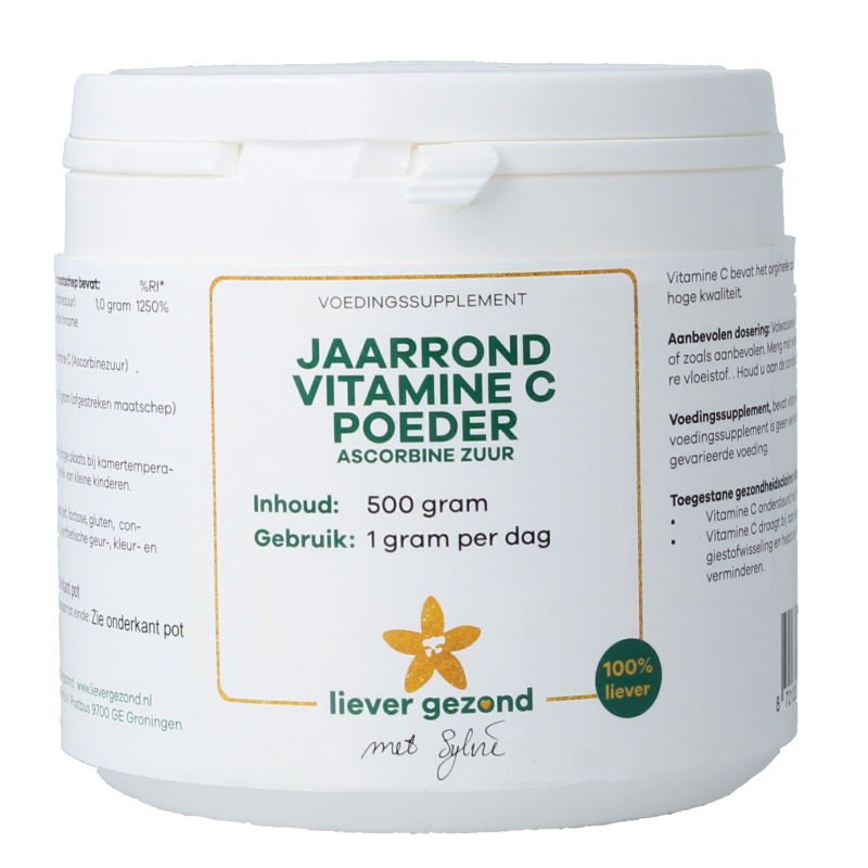 Liever Gezond Vitamine C poeder zuur jaarrond 500 Gram