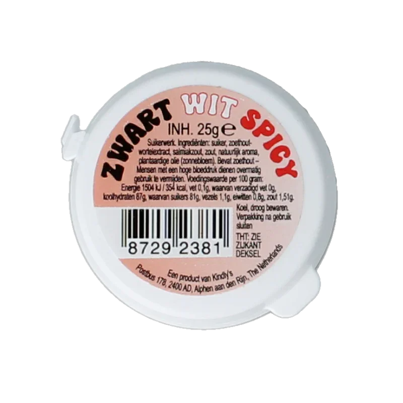 Kindly's Zwart wit spicy 25 Gram