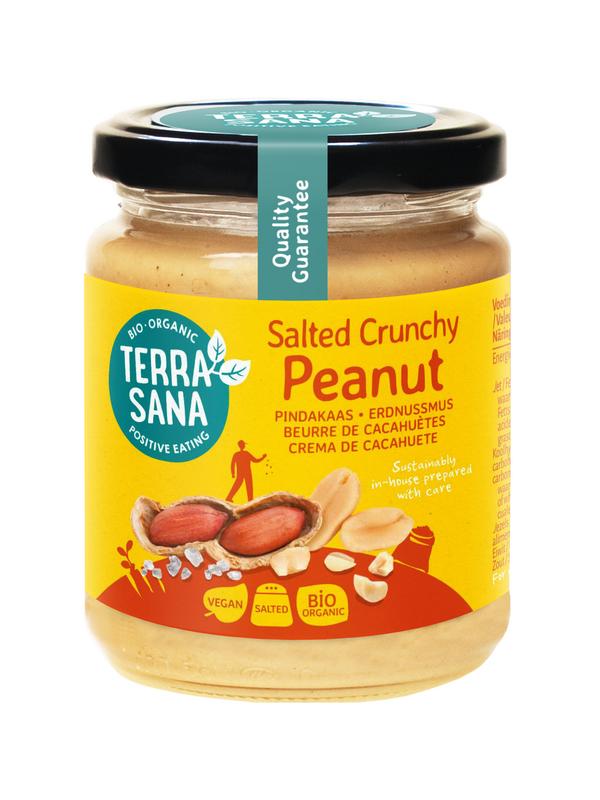 TerraSana Pindakaas crunchy met zeezout bio 250.00 Gram