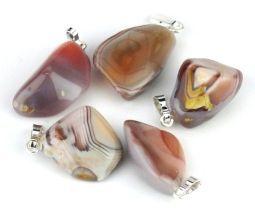 Steengoed Agaat Botswana roze hanger 5 Stuks