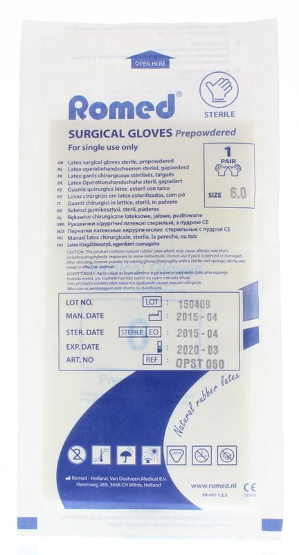 Romed Operatiehandschoen steriel gepoederd 6 1 Paar
