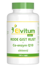 Elvitum Rode gist rijst met Q10 180 Vegetarische capsules