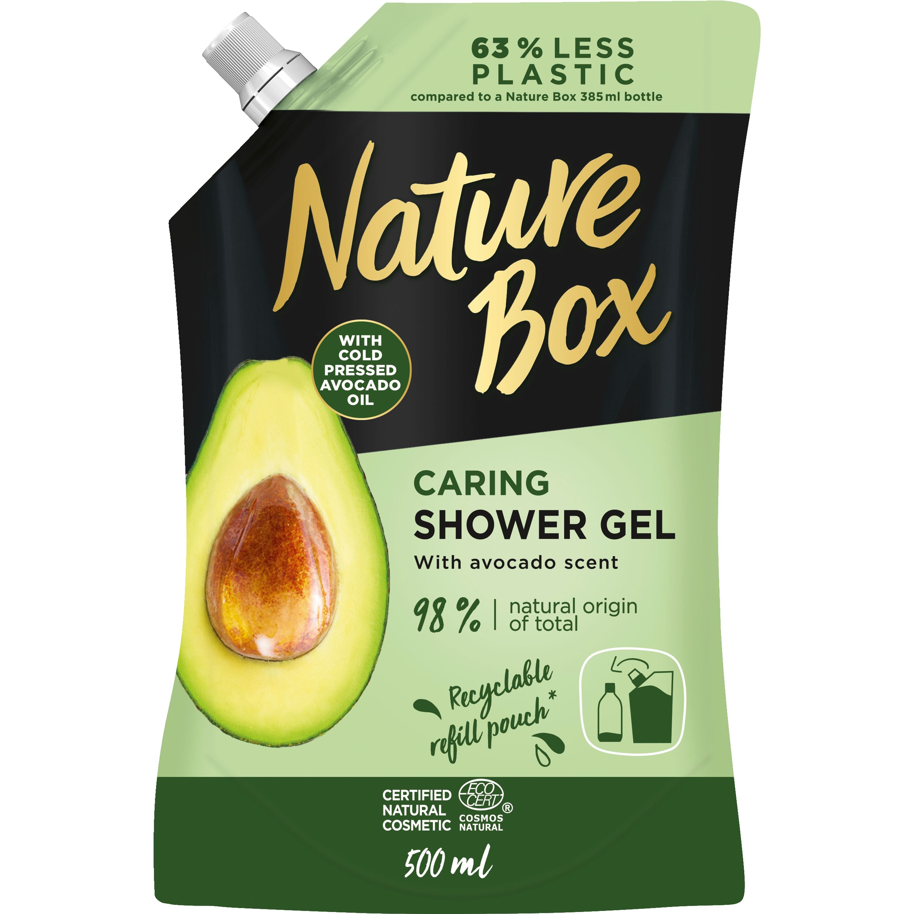 Nature Box Showergel avocado navul 500 Milliliter