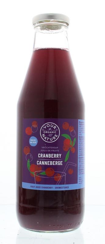 Your Organic Nature Vruchtensap cranberry ongezoet bio 750 Milliliter