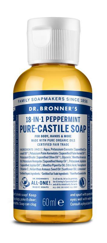 Dr Bronners Liquid soap peppermint 60 Milliliter