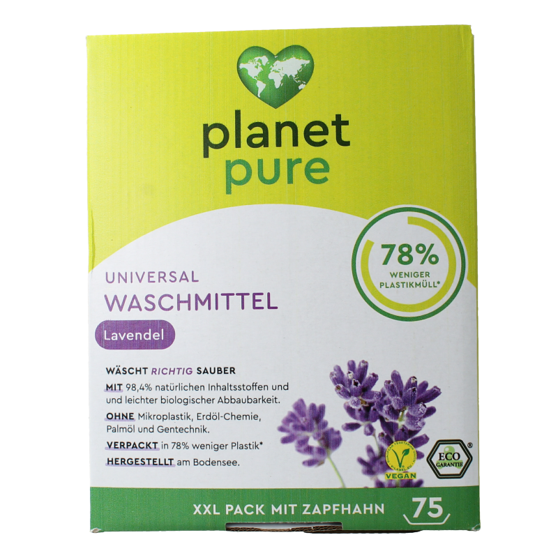 Planet Pure Wasmiddel vloeibaar universeel lavendel 3 Liter