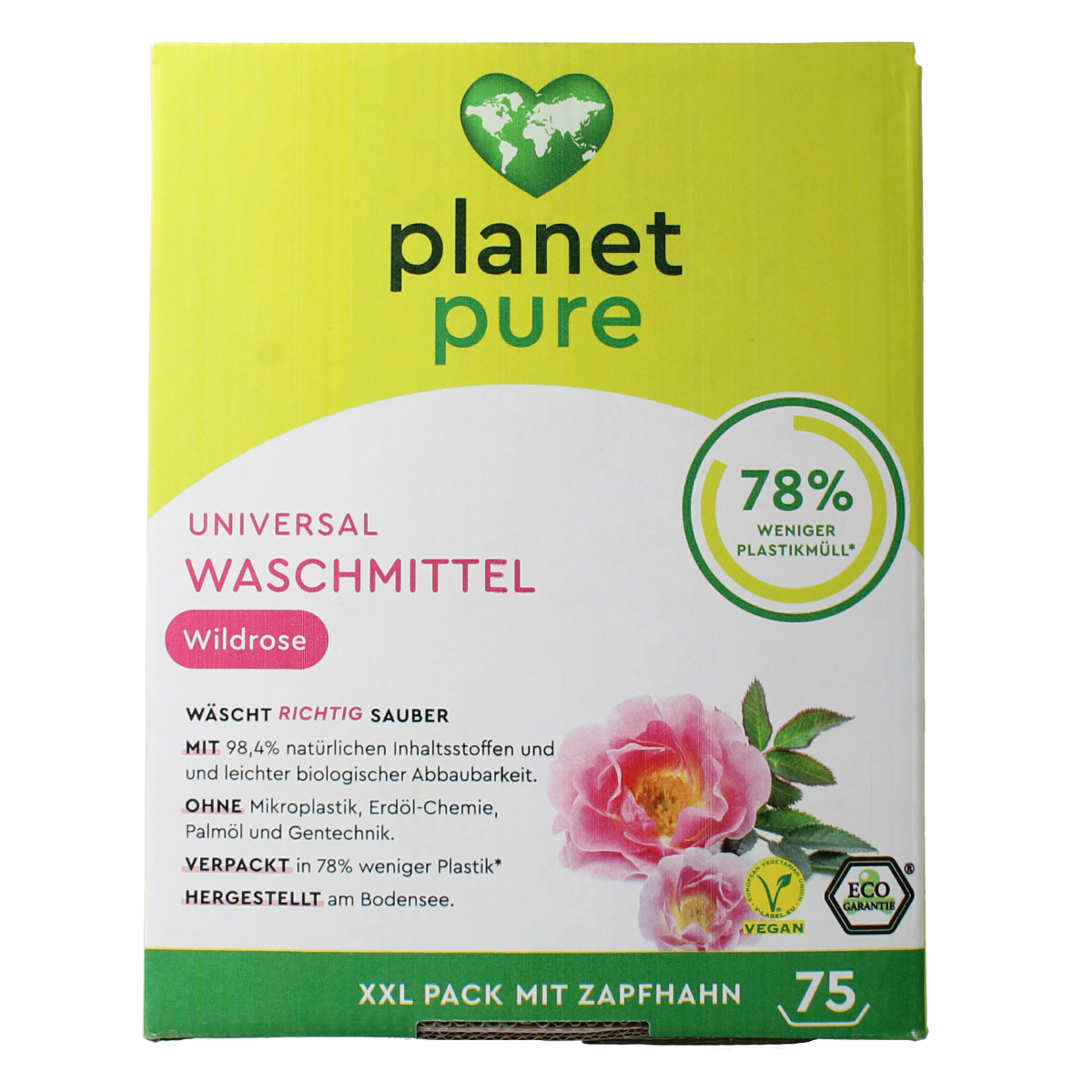 Planet Pure Wasmiddel vloeibaar universeel wild rose 3.00 Liter