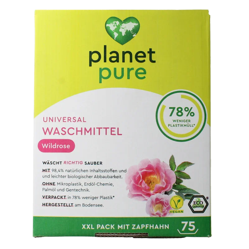 Planet Pure Wasmiddel vloeibaar universeel wild rose 3 Liter