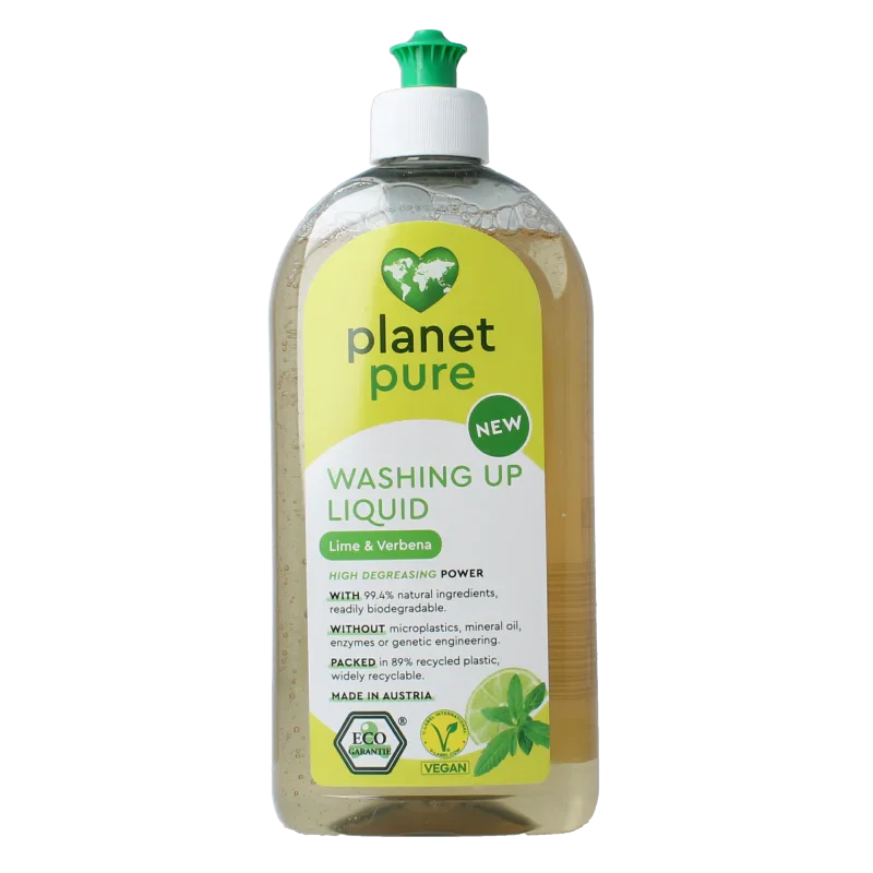 Planet Pure Afwasmiddel lime & verbena 500 Milliliter