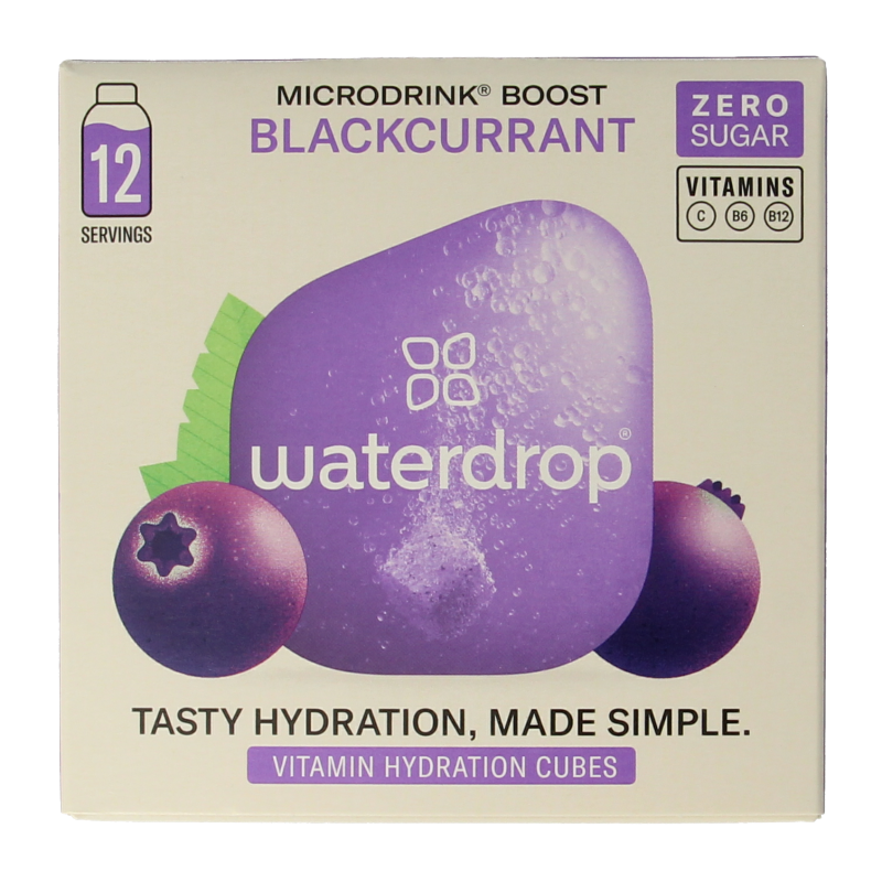 Waterdrop Microdrink boost blackcurrant bruistabletten 12 Stuks