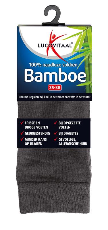 Lucovitaal Bamboe sok lang antraciet maat 35-38 1.00 Paar