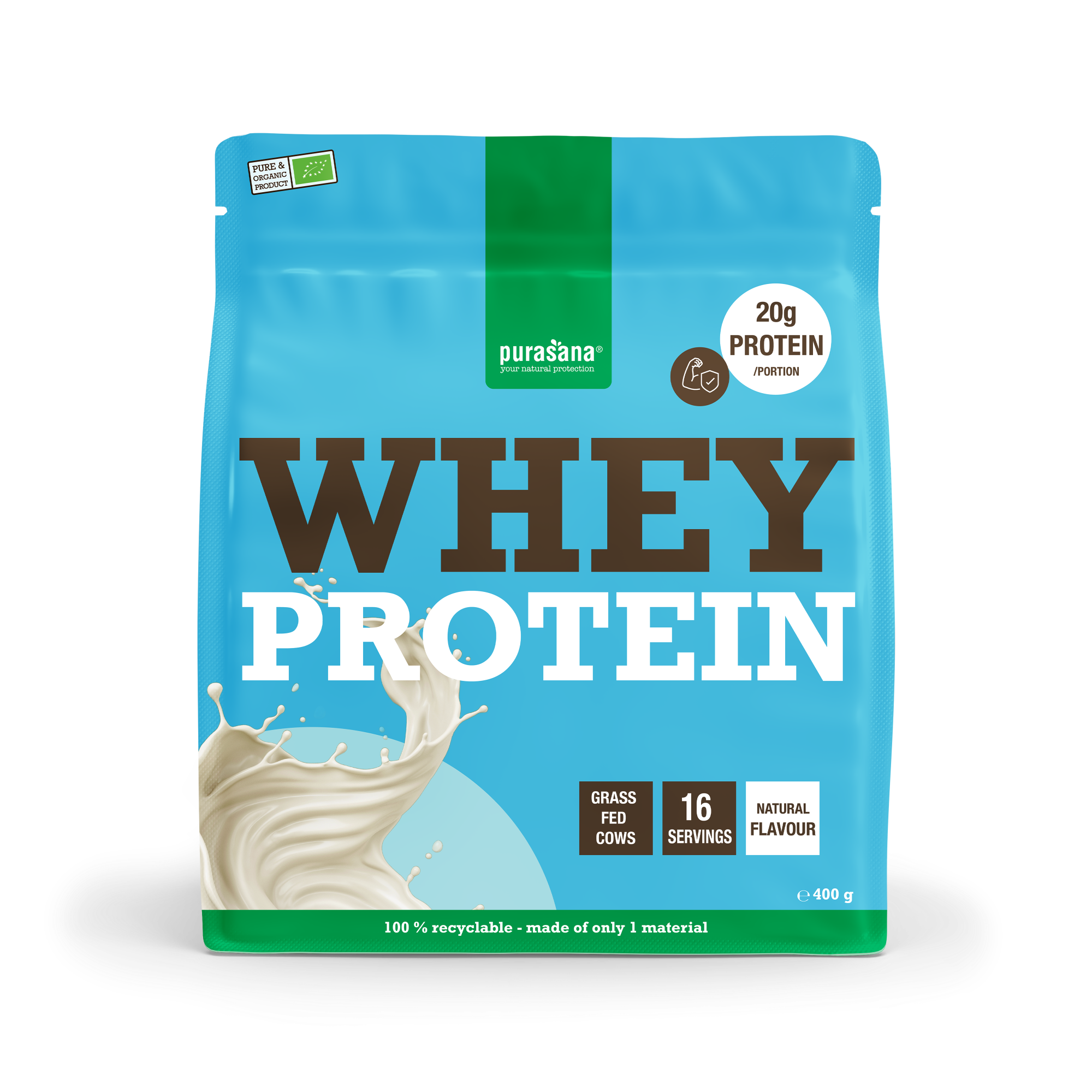 Purasana Whey proteine naturel bio 400.00 Gram