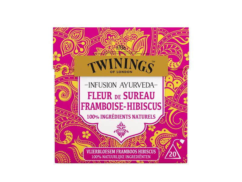 Twinings Ayurveda vlierbloesem framboos hibiscus 20 Zakjes
