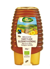 Traay Bloemenhoning knijpfles Fairtrade bio 365 Gram