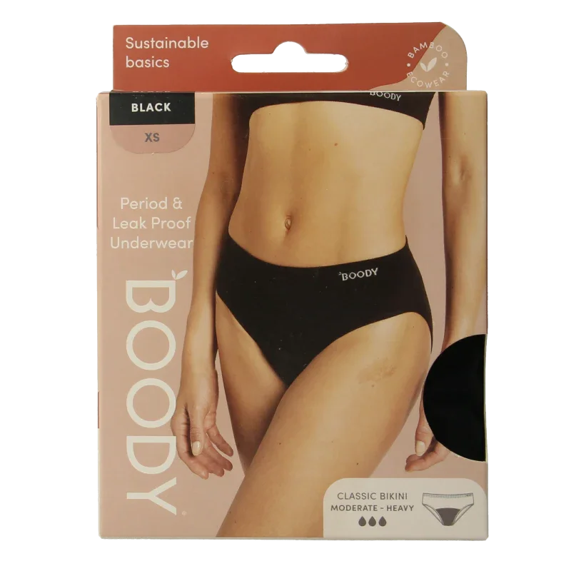 Boody Menstruatieondergoed bikinislip zwart norm/hevigXS 1 Stuks