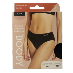 Boody Menstruatieondergoed bikinislip zwart norm/hevigXS 1 Stuks