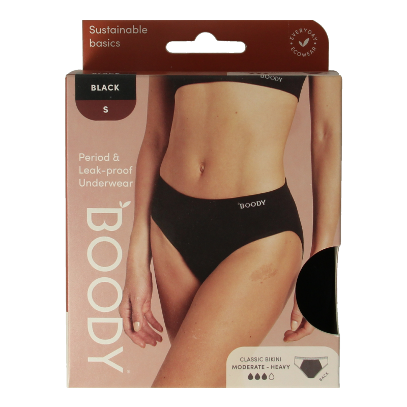 Boody Menstruatieondergoed bikinislip zwart norm/hevig S 1 Stuks