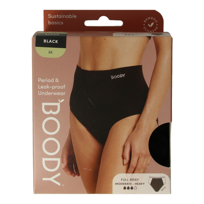 Boody Menstruatieondergoed tailleslip zwart normaal/hevi 1 Stuks