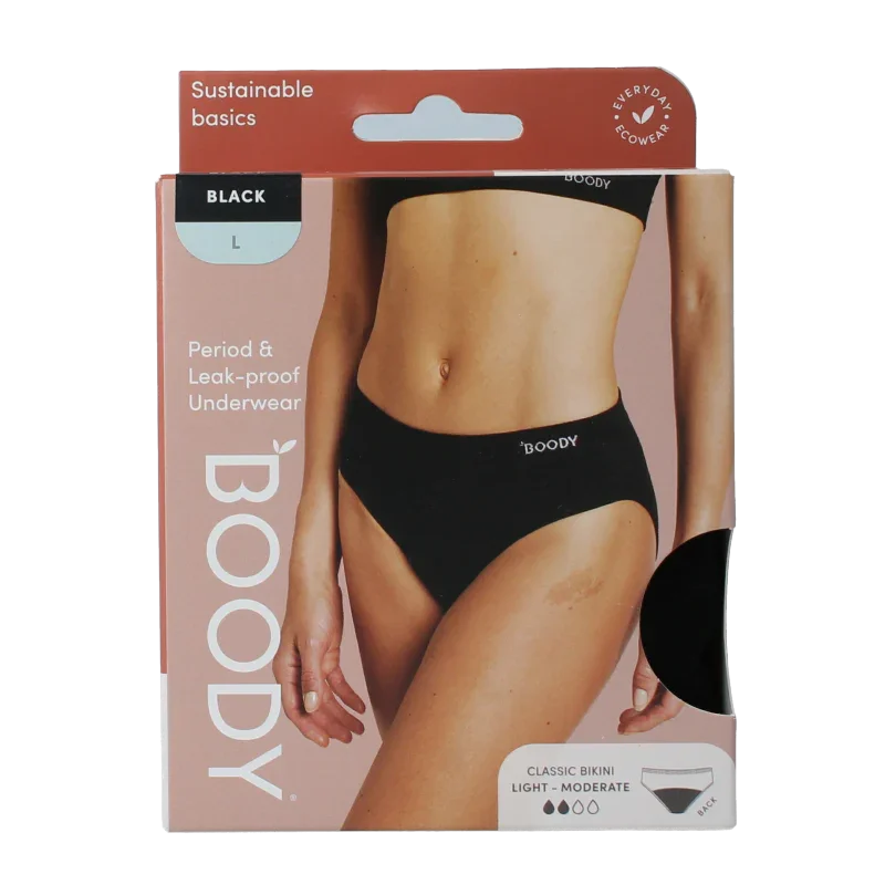 Boody Menstruatieondergoed bikinislip zwart lich/norm L 1 Stuks